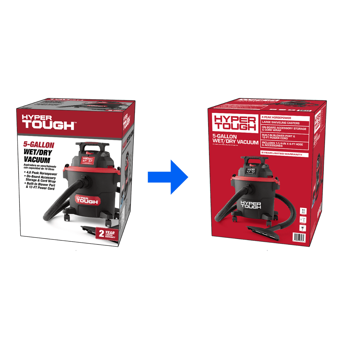 Hyper Tough 5 Gallon 4 HP Wet Dry Vacuum for Home, Car, Garage & Workshop