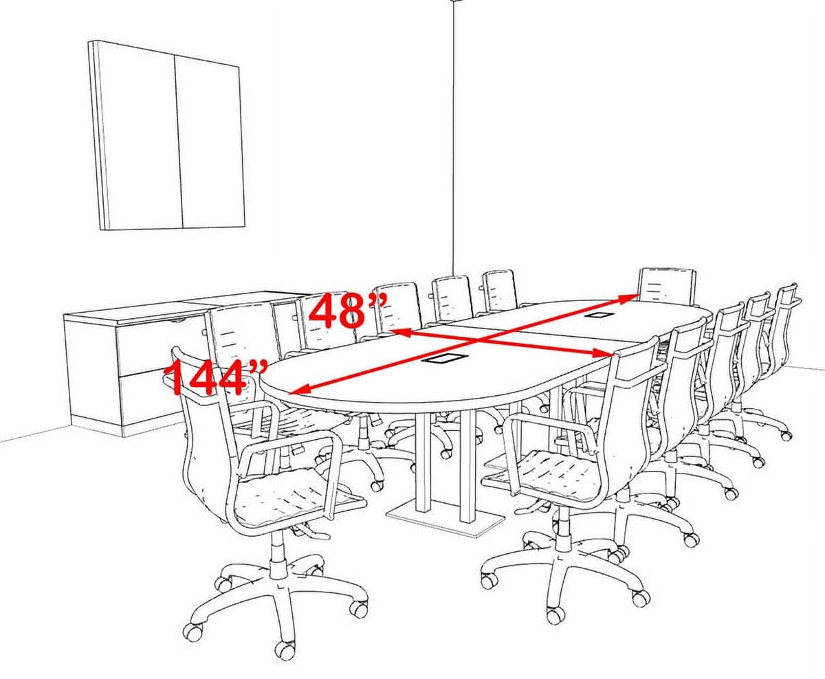 Modern Racetrack Steel Leg 12' Feet Conference Table, #OF-CON-CM10