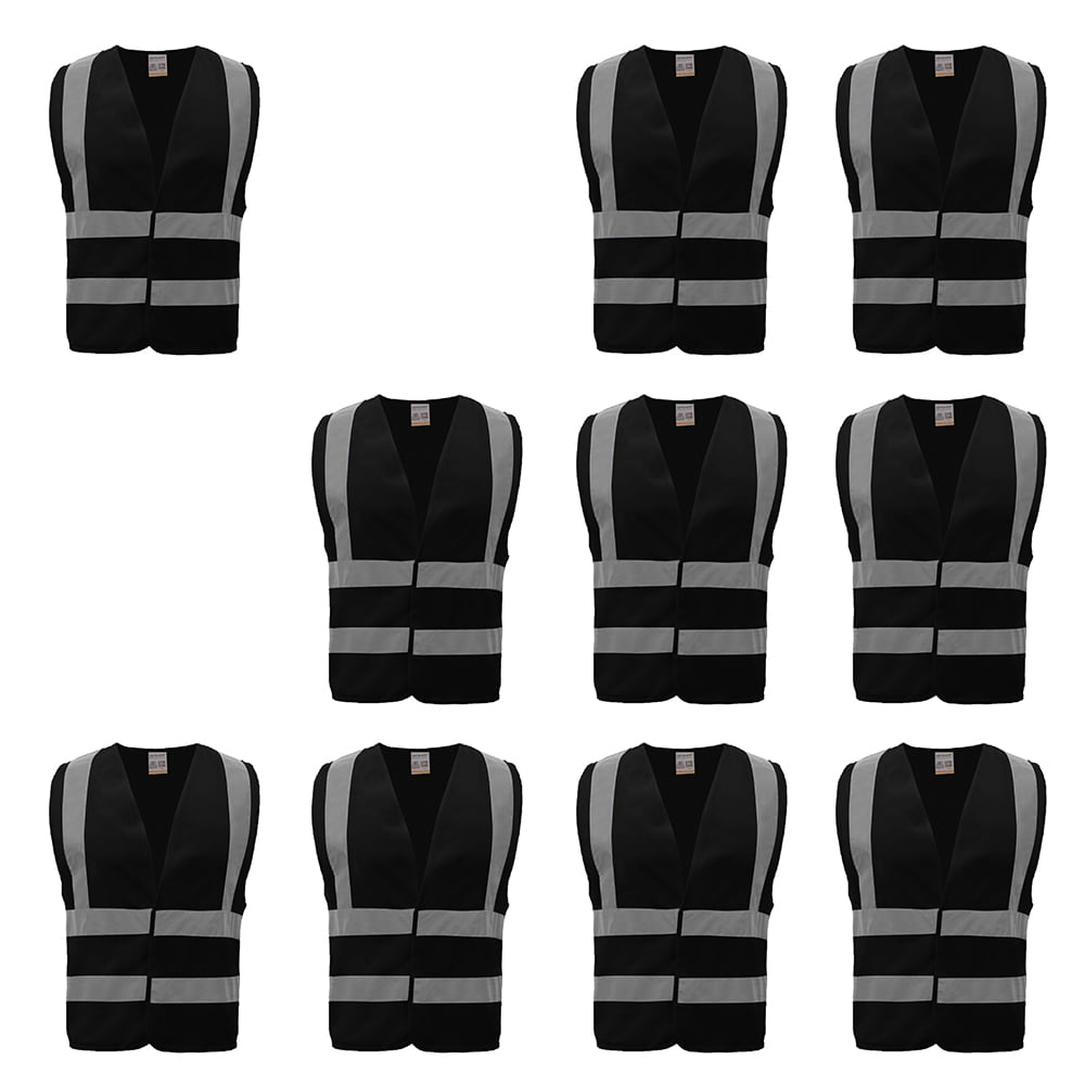 10 Pack Industrial Safety Vest with Reflective Stripes, ANSI / ISEA Class 2-Red-S