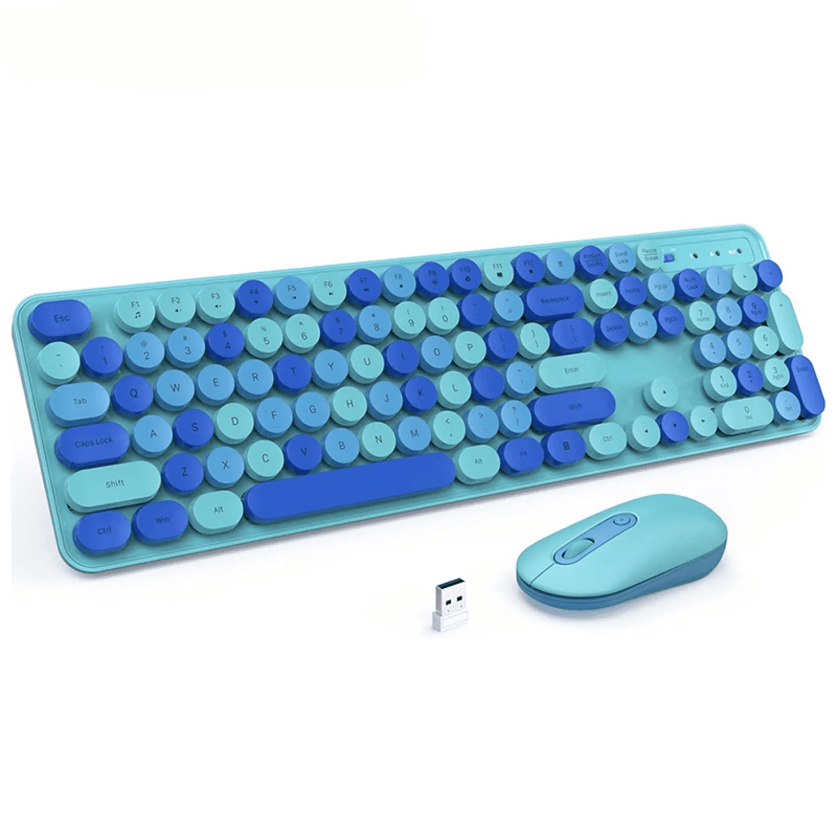 105 Keys Wireless Keyboard and Mouse Set, 2.4G Ergonomic Retro Round Keycaps, Silent Click, 6-Button Mouse, 3-Level DPI, Foldable Stand, Non-Slip, for PC/Laptop