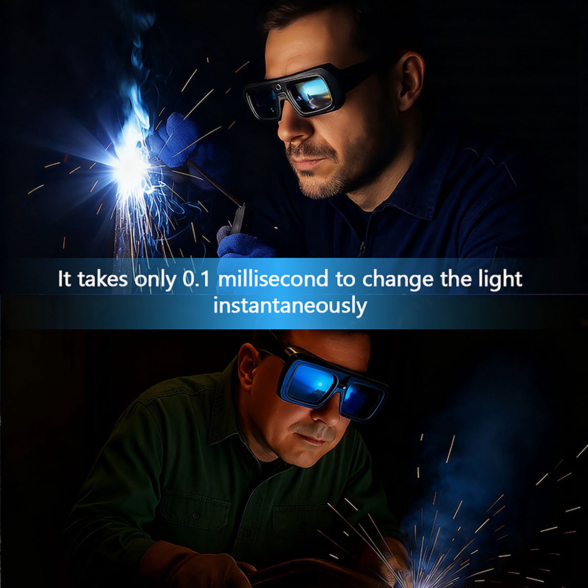 True Color Auto Darkening Welding Goggles with PC Lens, Solar Powered Welder Safety Glasses with Replacement Lenses Protective Eyewear