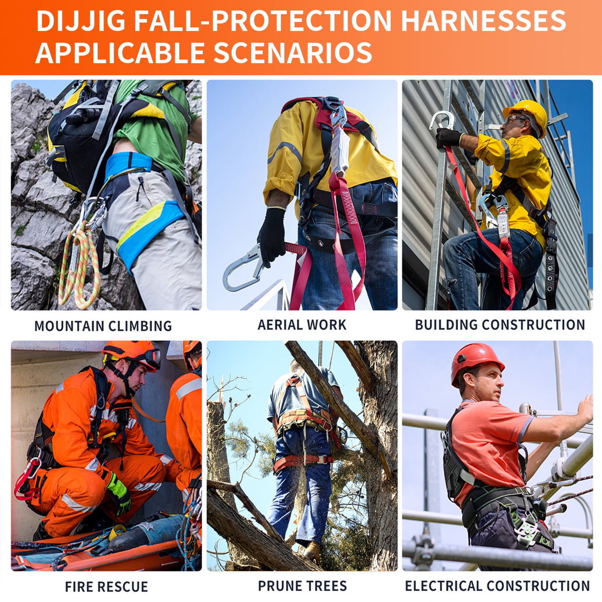 Fall Protection Premium Safety Harness with Shock Absorbing Lanyard, Vented & Padded Shoulder, Legs & Back - Upgrade 4 Quick Buckles