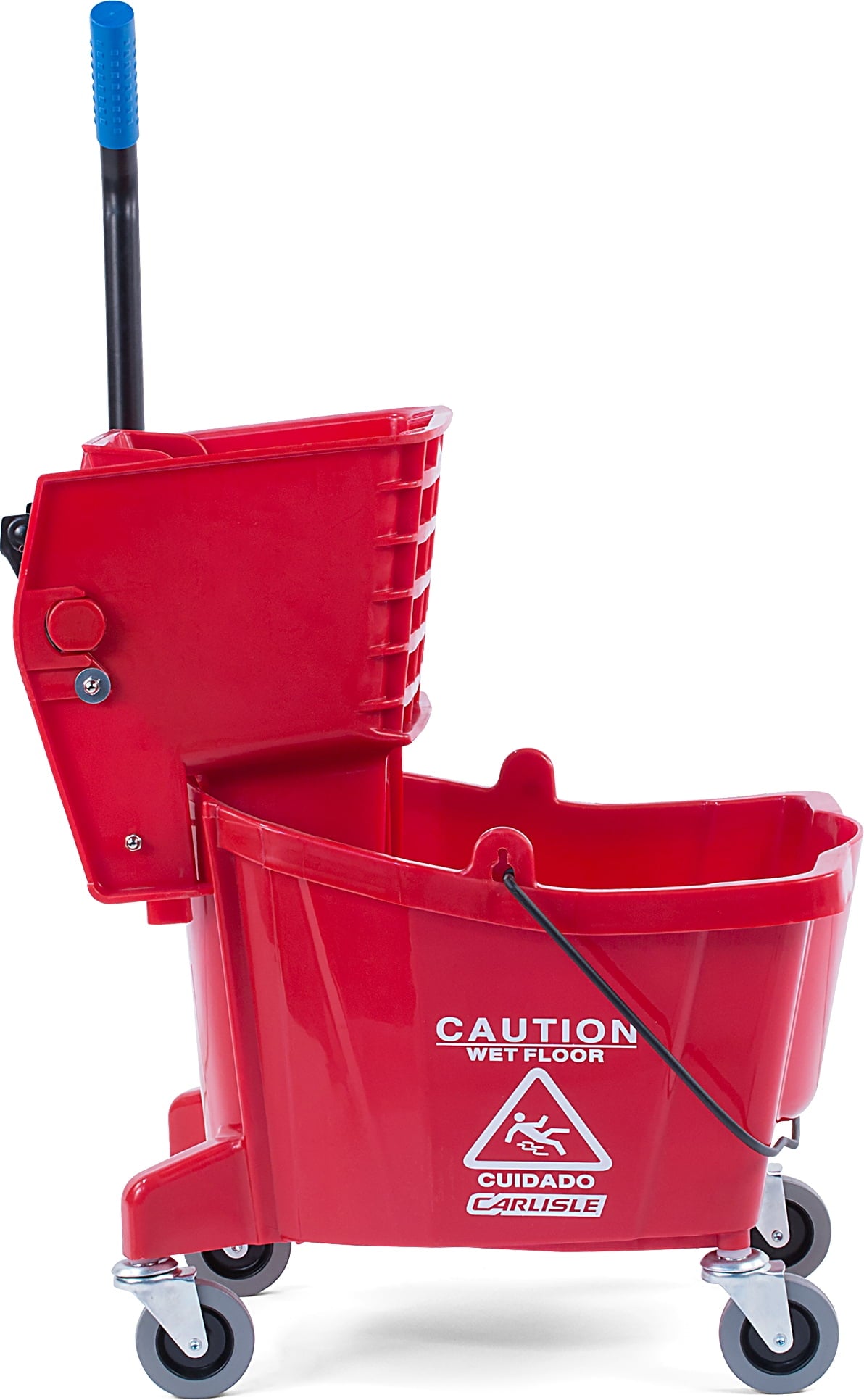 Carlisle Commercial Mop Plastic Bucket with Side Press Wringer, 26 Quart Capacity,