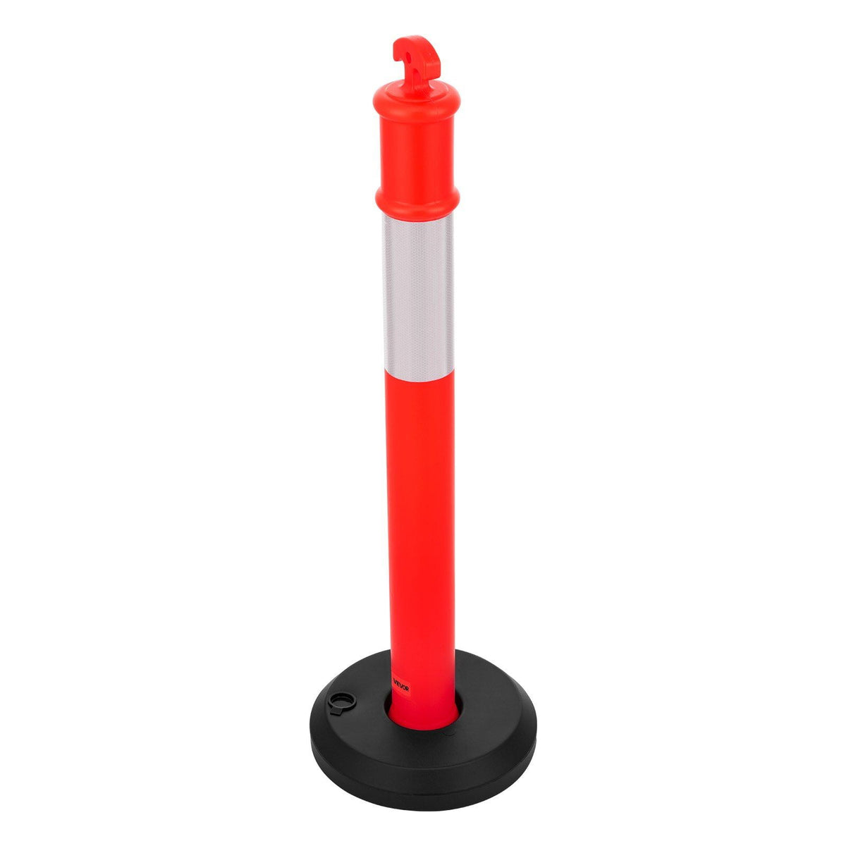 9-Pack of 48-Inch Fillable Safety Cones with Reflective Strips – Heavy Duty Traffic Delineator Posts for Construction, Parking, and Event Crowd Control, Red