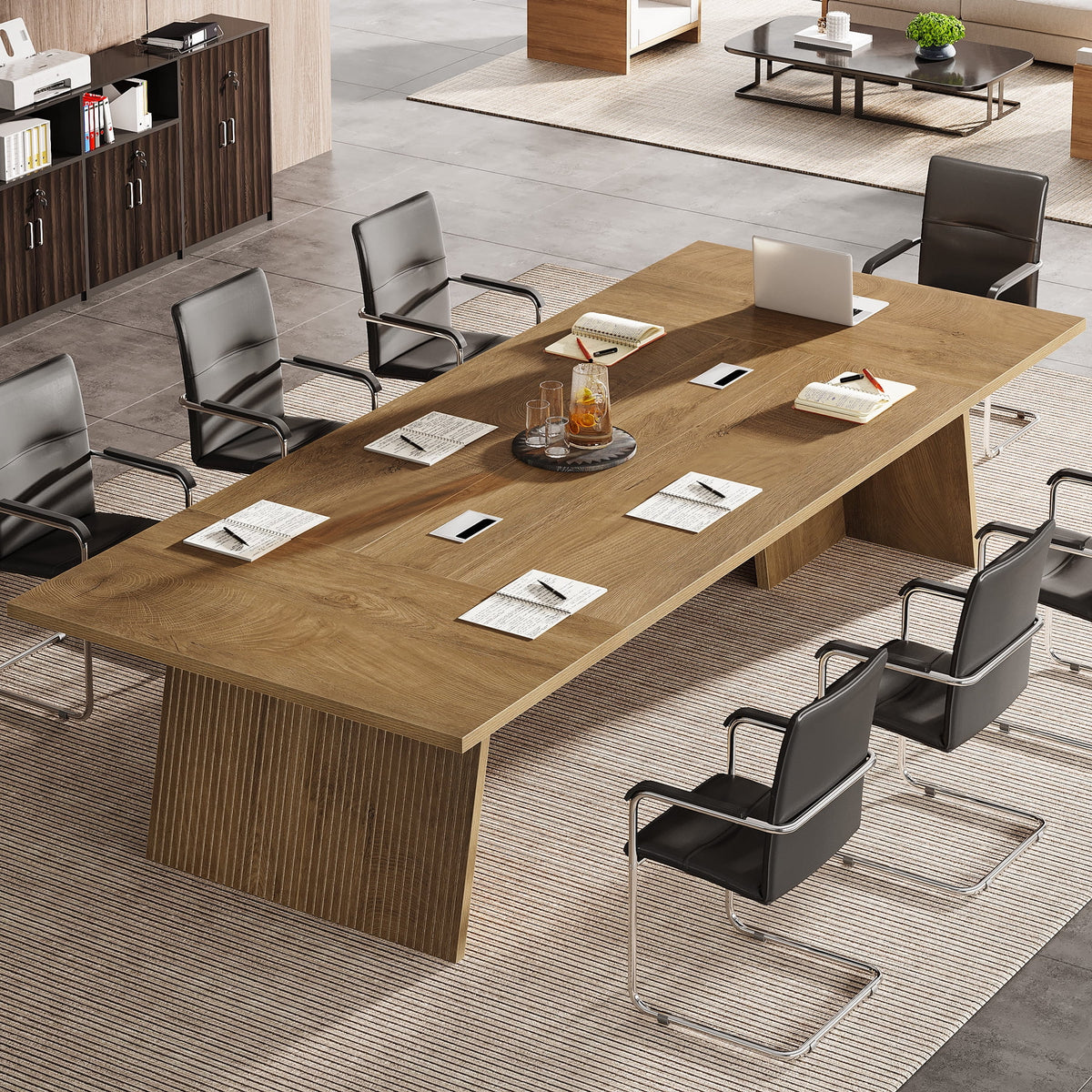 Tribesigns Conference Table, 8ft Conference Room Table for 10 People, Large Meeting Desk with Cable Grommet for Office Conference