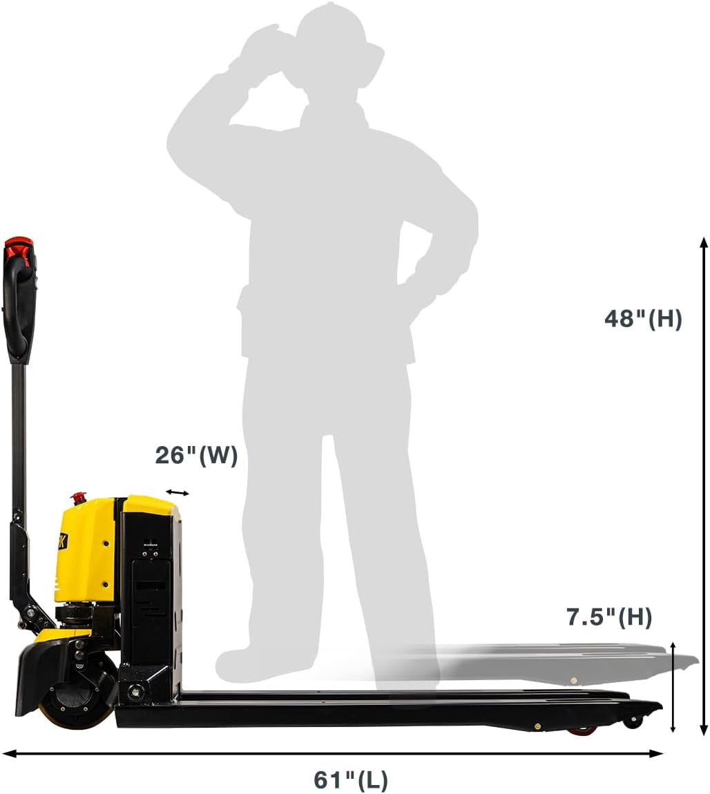 Stark USA Full Electric Pallet Jack Truck, 3300LB Capacity Motorized Pallet Lift Trucks, 48" x 27" Fork Size, Powered Lithium Battery Truck For Indoor Storage & Material Handling, Set Of 2