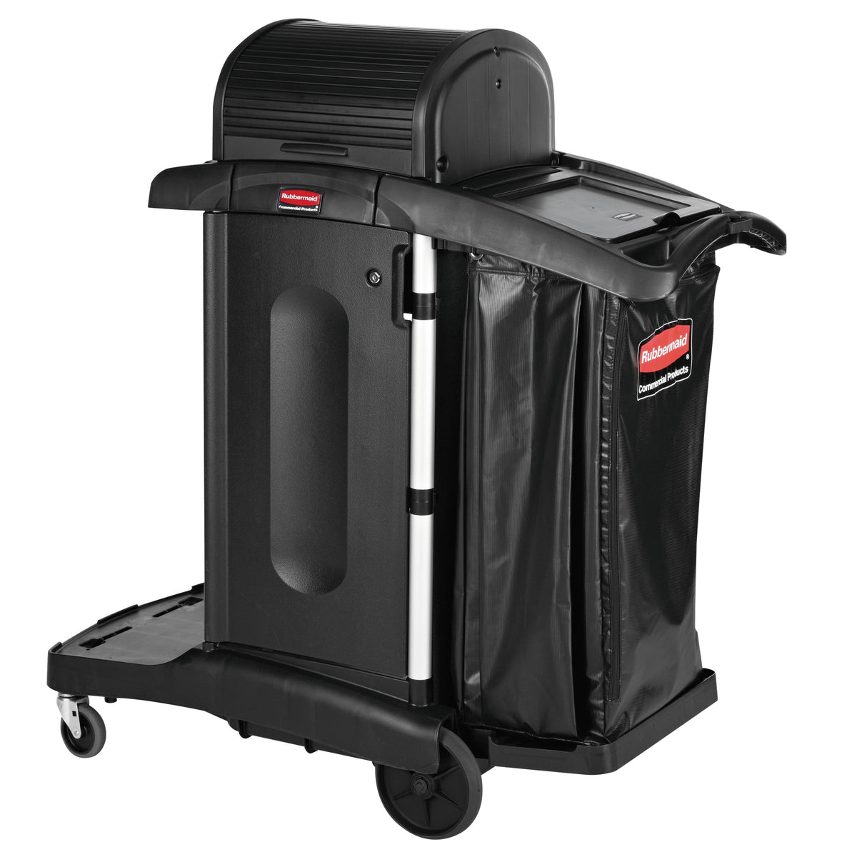 Rubbermaid Commercial Executive High Security Janitorial Cleaning Cart, 23-1/10 x 39-3/5 x 27-1/2, Blk