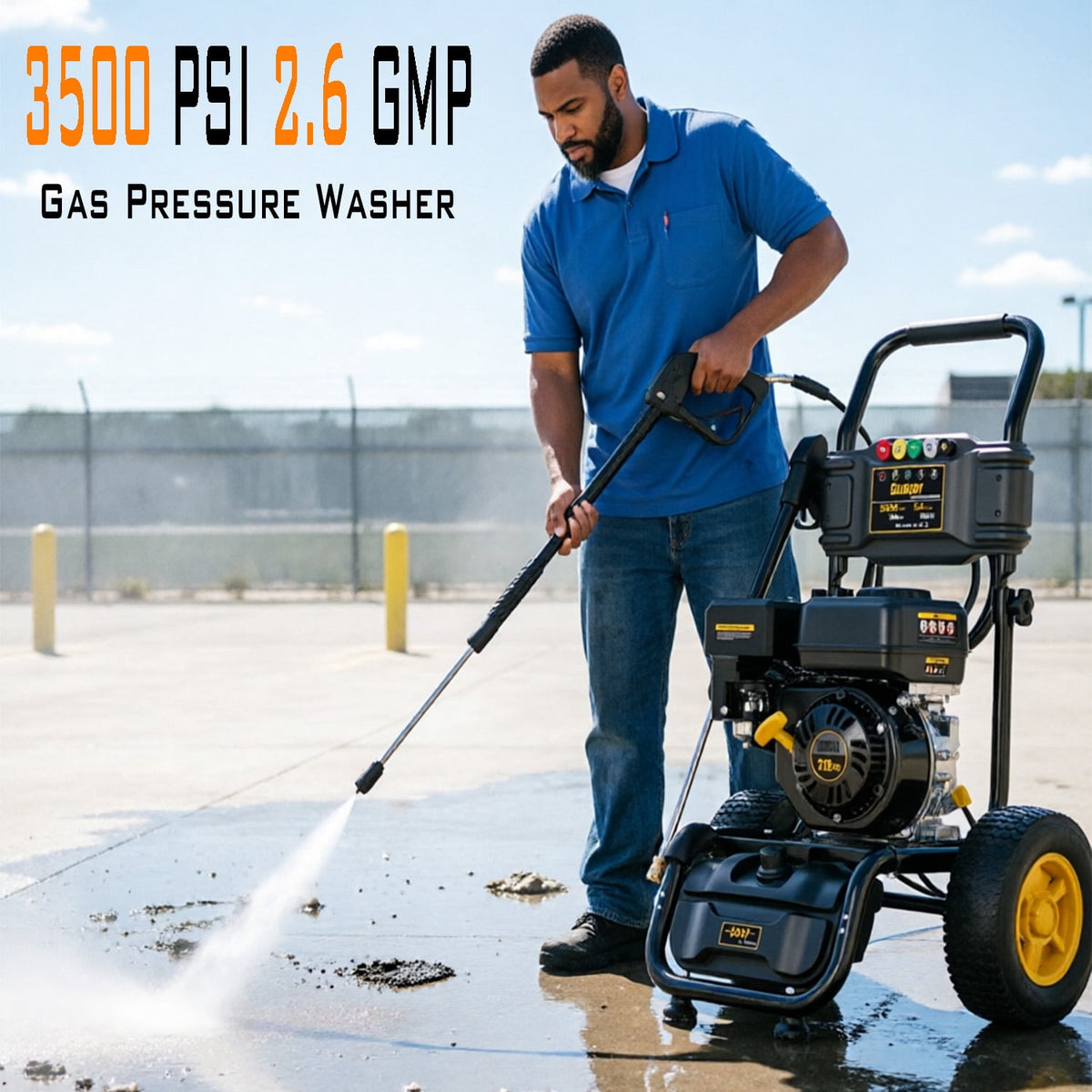 Heavy-Duty Gas Pressure Washer, 3500Psi at 2.6Gpm Power Washer,Portable, 30feet Pressure Hose,Industrial Style,Axial Cam Pump, for Siding, Driveway, House, Car, RV, Paint Preparation etc