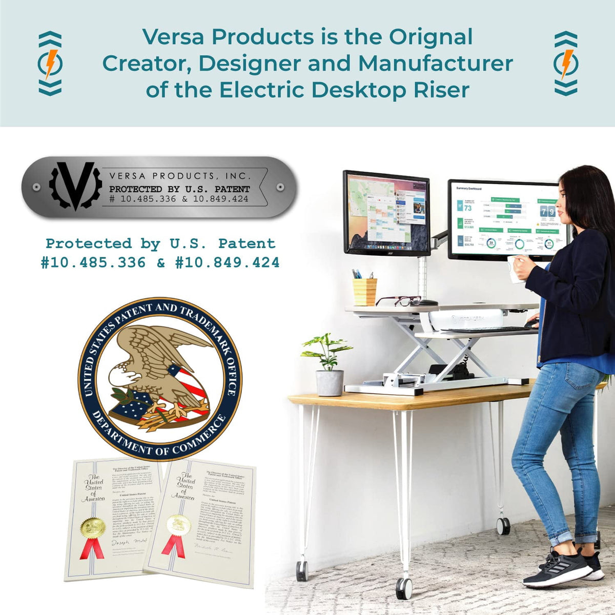 VersaDesk PowerPro Smart Corner Electric Standing Desk Converter - Steel & MDF, 2-Tier Sit-Stand, Programmable Height | Black, 36