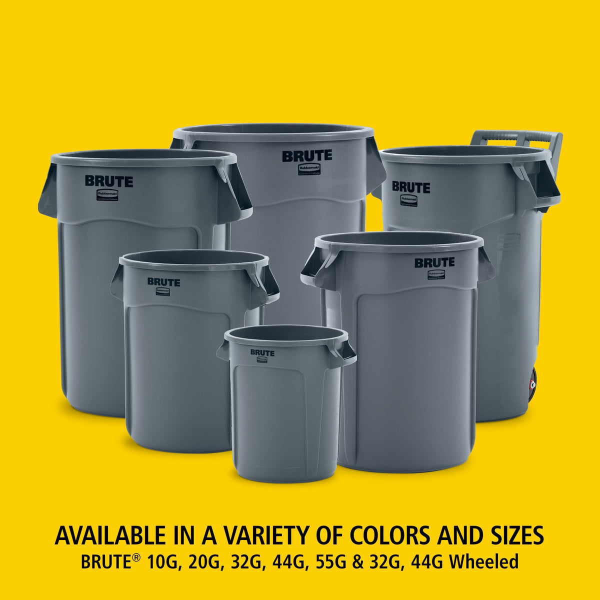 Rubbermaid Commercial FG264360GRAY Brute 44-Gallon Round Plastic Vented Container - Gray