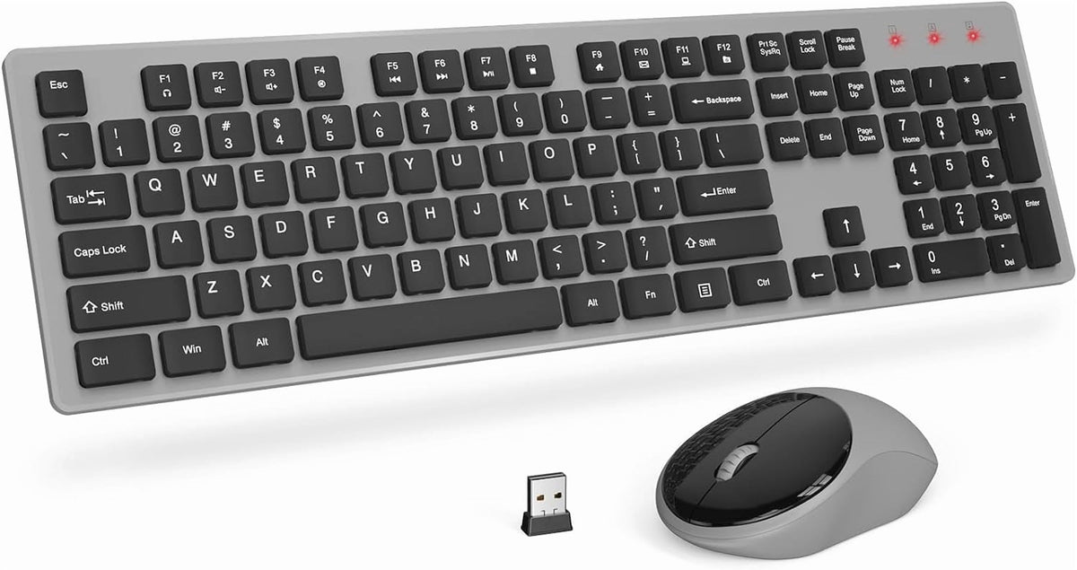 Wireless Keyboard and Mouse Combo - Ergonomic Wave Rechargeable Keyboard with Soft Leather Wrist Rest, RGB Backlit -Black
