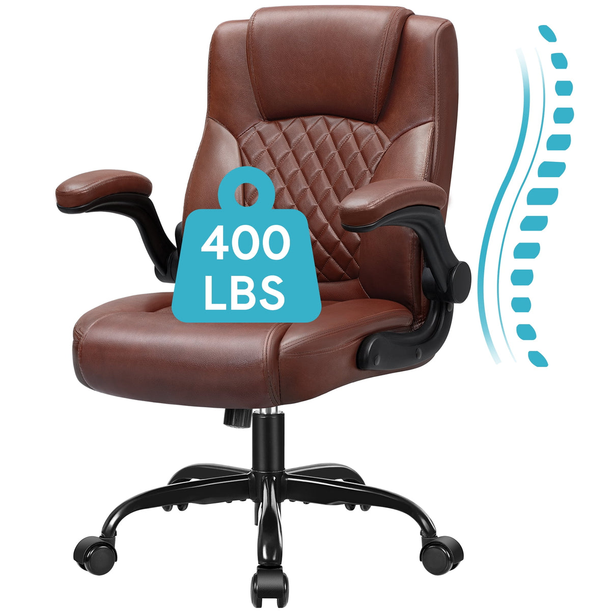 COOLHUT Leather Office Chair, Big and Tall Office Chair 400LBS Wide Seat Ergonomic Computer Desk Chair High Back Executive Leather Chair Adjustable Task Chair Lumbar Back with 8-Year Warranty, Black