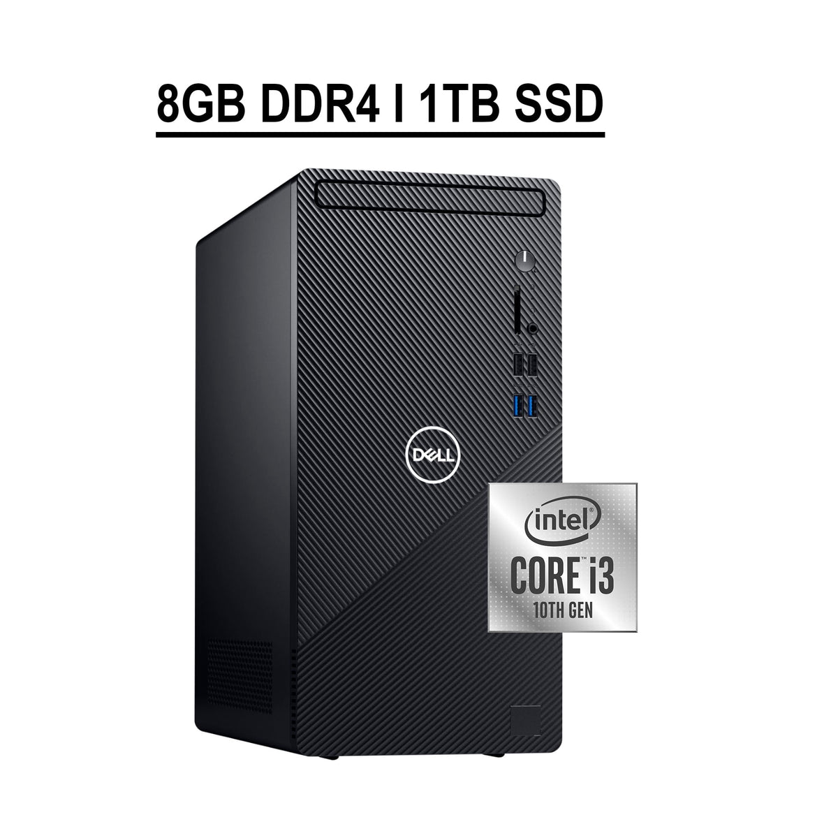 Dell Inspiron 3000 3880 Desktop Computer 10th Gen Intel Quad-Core i3-10100 8GB DDR4 256GB SSD Integrated Intel UHD Graphics 630 DVD-RW HDMI WiFi Bluetooth Win10 Black