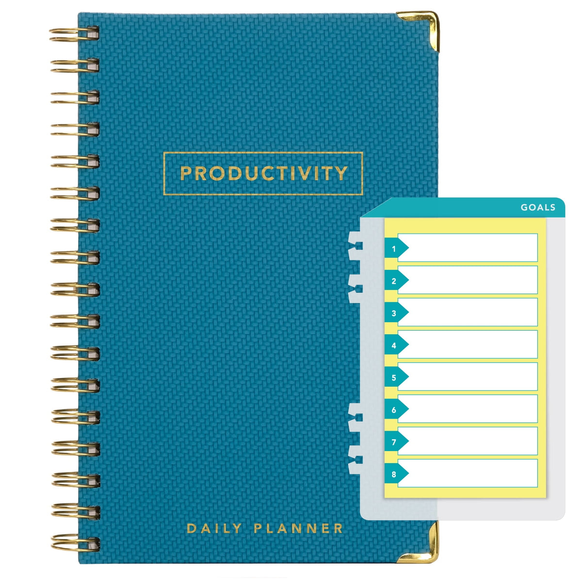 Global Printed Products Productivity Planner with Bookmark and Notepad - Spiral Notebook for Daily Planning - 8.5" x 11" (Brown) - GPP-0092-D