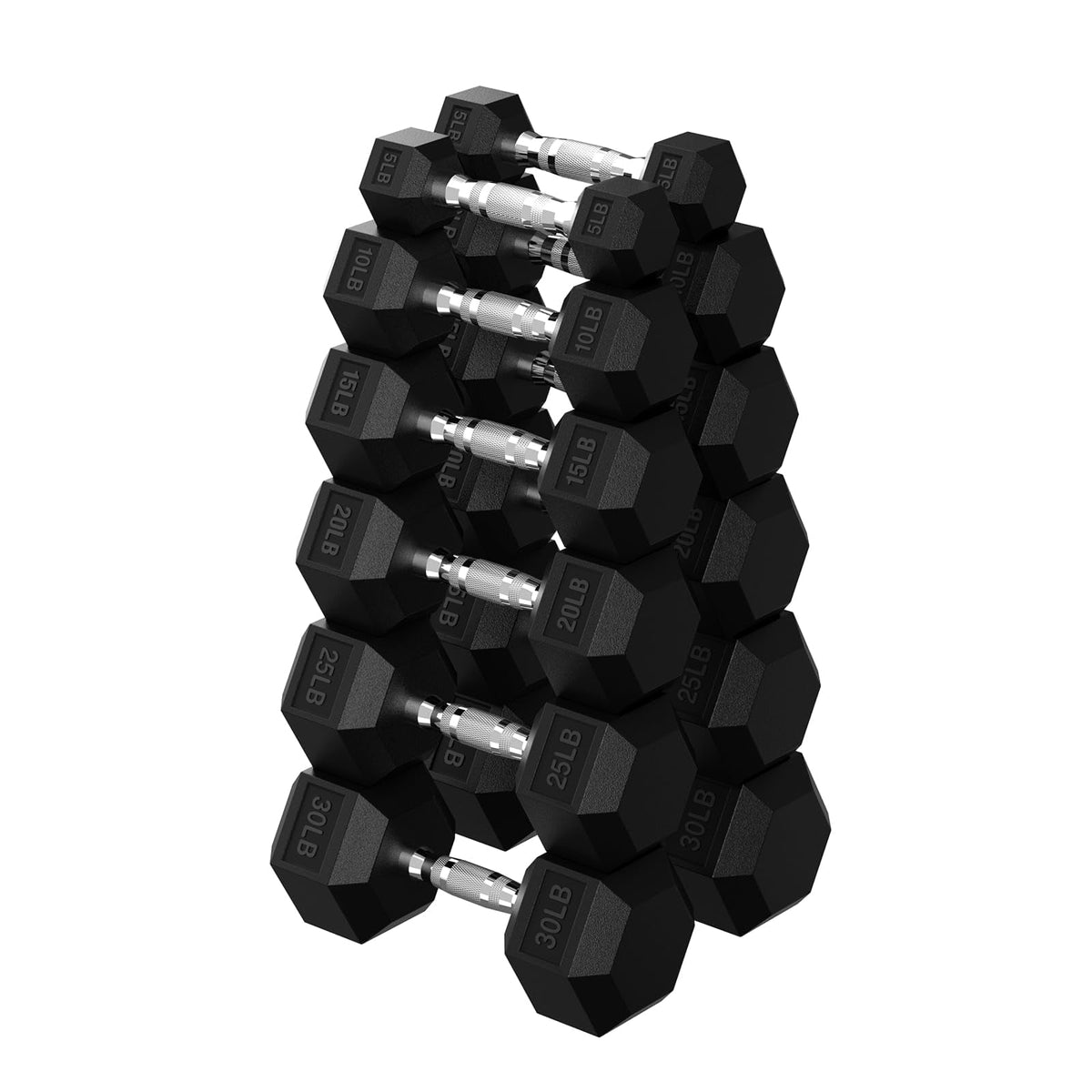 HANDBODE Hex Dumbbell Set A 255 lb, Space-Saving Design, Durable Rubber-Encased & Ergonomic Hand Weights for Home Gym, Strength Training and Fitness