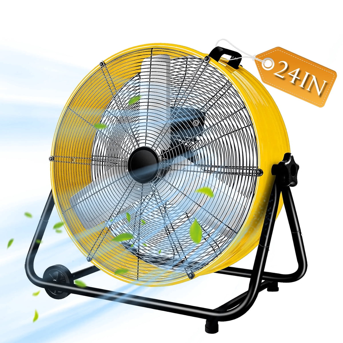Industrial Fan 24" up to 8800 CFM, High Velocity Fan with 3 Speeds, Heavy Duty Blower Equipped Waterproof Cover, 360° Adjustment, Green
