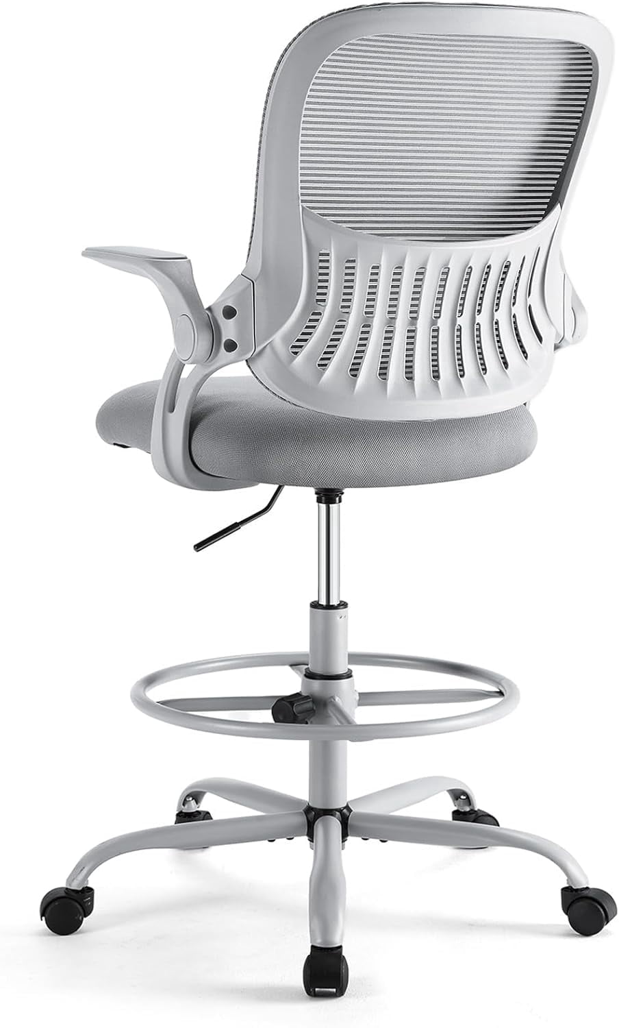 Nextay Tall Drafting Chair - Ergonomic Office Stool with Flip-Up Arms, Footrest & Lumbar Support