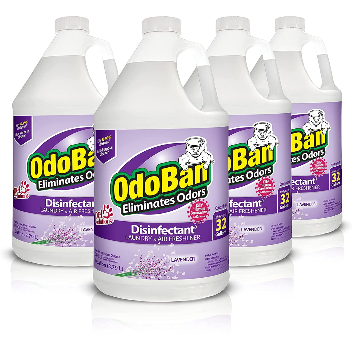 OdoBan Multipurpose Cleaner Concentrate, 2 Gal, Lavender Scent - Odor Eliminator, Disinfectant, Flood Fire Water Damage Restoration
