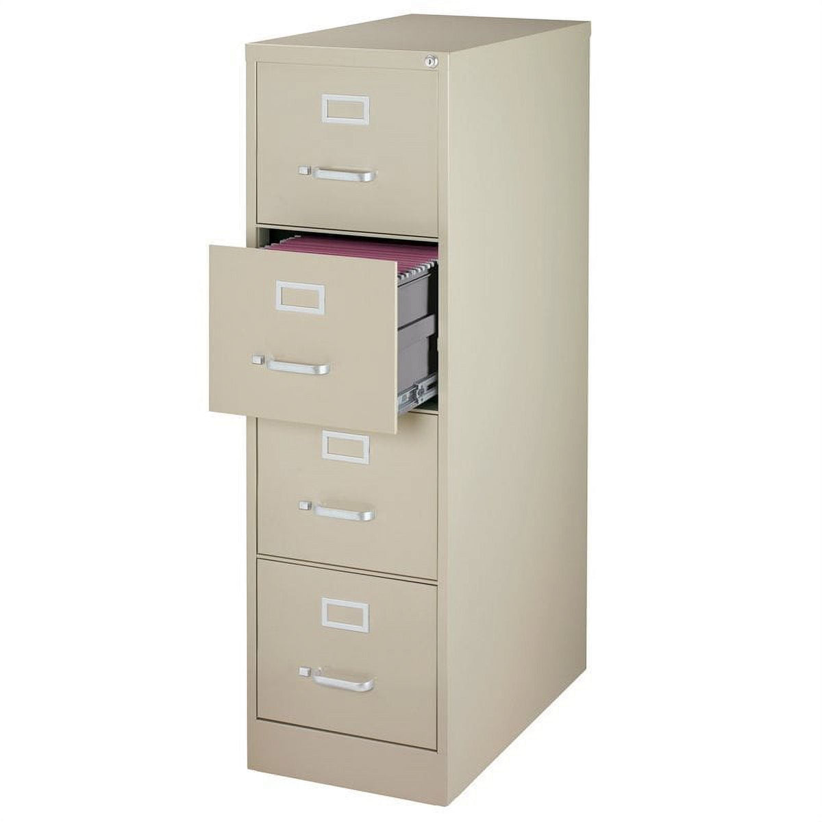 Pemberly Row 4 Drawer Steel 25" Deep Letter File Cabinet in Black