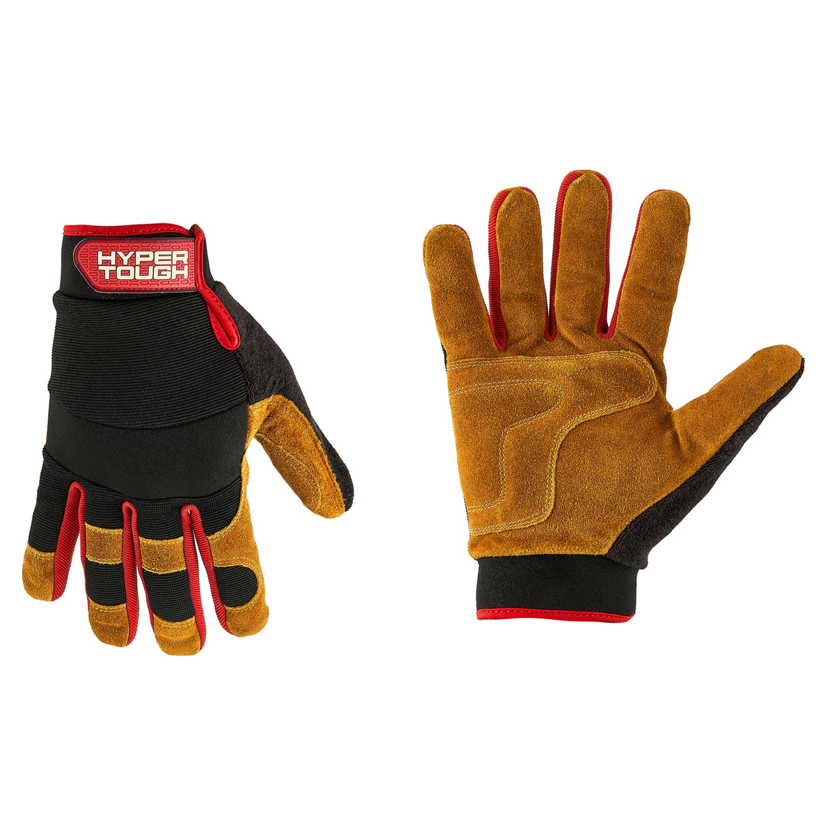 Hyper Tough Men's Split Cowhide Leather Hybrid Glove, Size Medium
