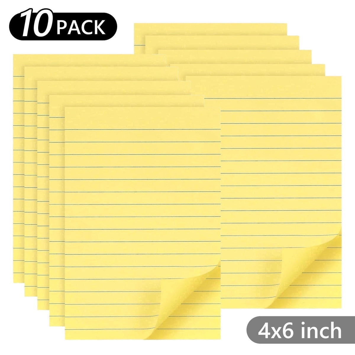 Tripumer 8 Pcs 45 Sheets Lined Self Sticky Notes Pad 4 x 6 Inch Adhesive Lined Paper for Writing Organizing Study