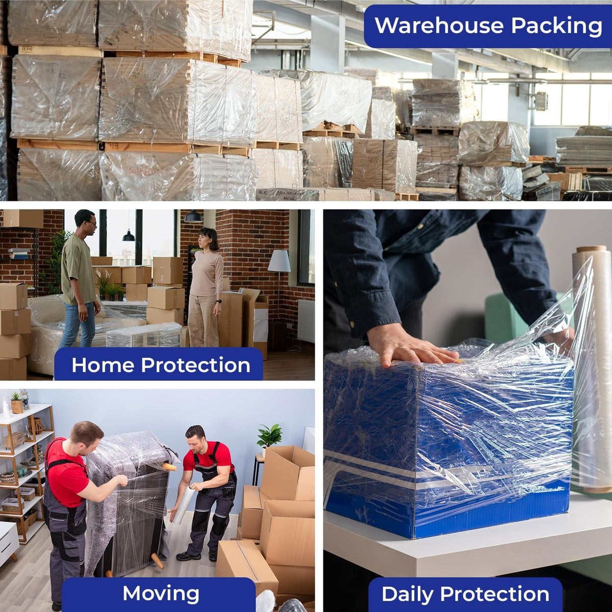 Rosmonde Plastic Stretch Wrap Bulk, 200 Pack, 18 in x 1500 ft, 80 Gauge Thick, 9.4 lbs/Roll, Heavy Duty Shrink Wrap for Moving, Storage & Warehouse Pallet Wrapping
