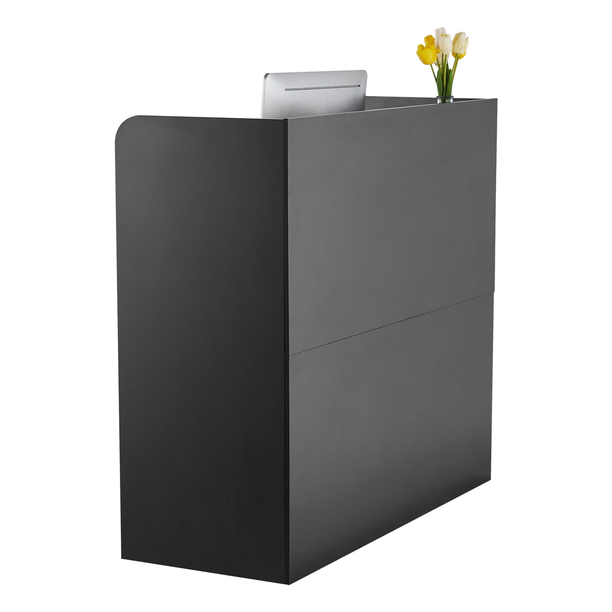 VEVOR Reception Desk, 47 Inch Rectangular Front Counter Table, Office Reception Counter with Lockable Drawer and Storage Cabinet, for Checkout, Lobby, Beauty Salon and Office, Black