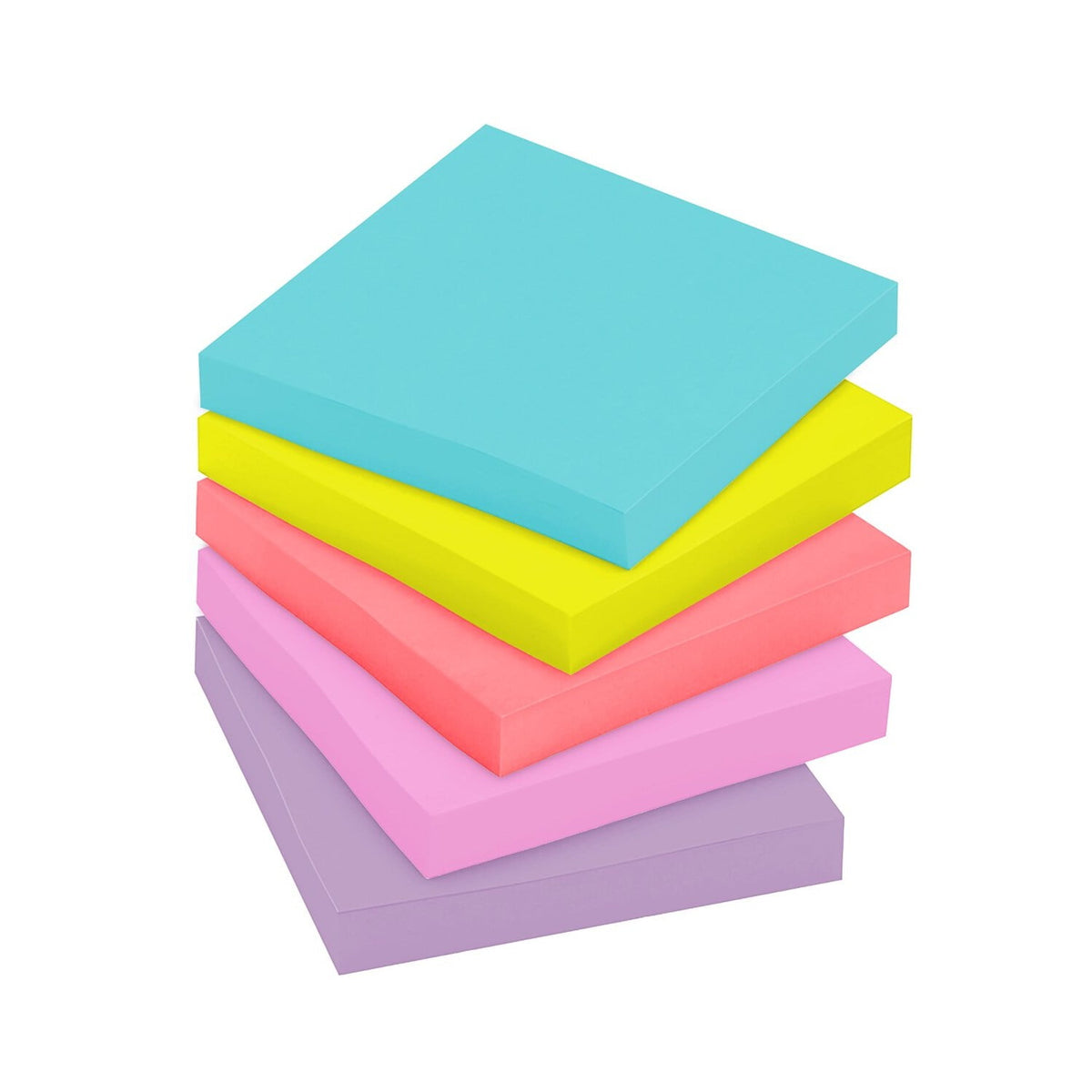 Post-it Super Sticky Notes, 3 in. x 3 in., Supernova Neons, 24 Pads