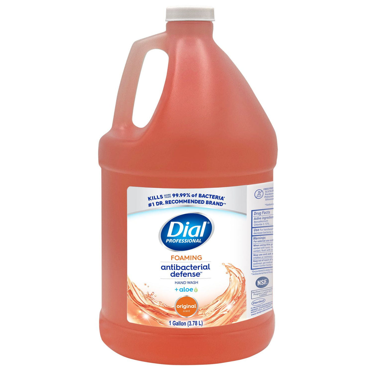 Dial Professional Antibacterial Foaming Hand Wash Refill, Plus Aloe, Original Scent, 1 gal, 4/Carton