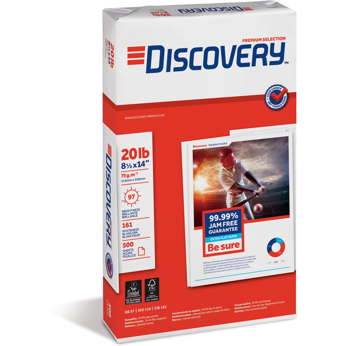 Discovery Premium Selection Laser, Inkjet Copy & Multipurpose Paper Legal - 8 1/2" x 14" - 20 lb Basis Weight - 5000 / Carton - White