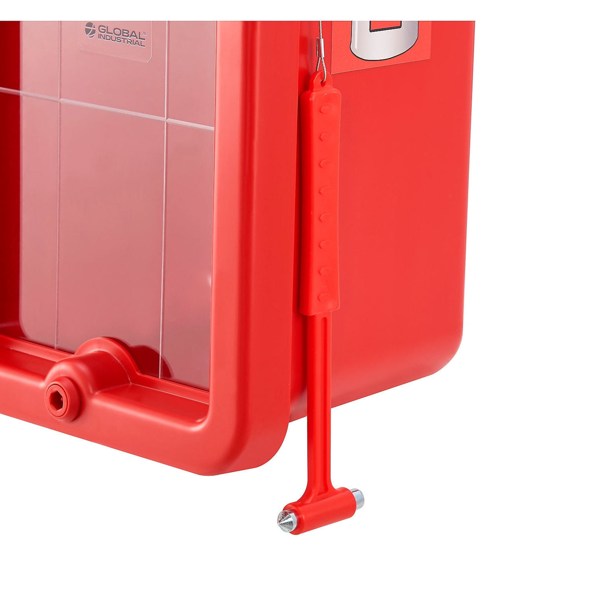 Global Industrial Plastic Fire Extinguisher Cabinet with Window, Fits 10 lbs., Red