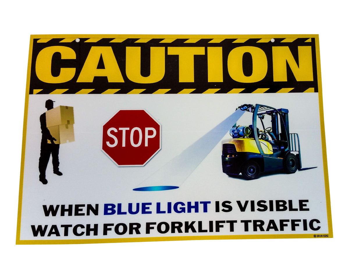 2 Set OZ-USA Laminated Vinyl Forklift Traffic Sign Caution Warning Safety Pedestrian Signage Crane Lifting Boom Warehouse Indoor Outdoor