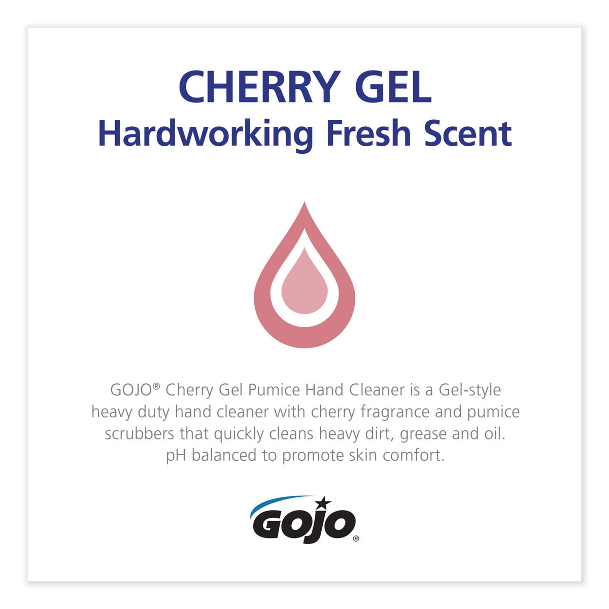 GOJO Cherry Gel Pumice Hand Cleaner, Cherry Scent, Each, Red, 1 gal (3.8 L)