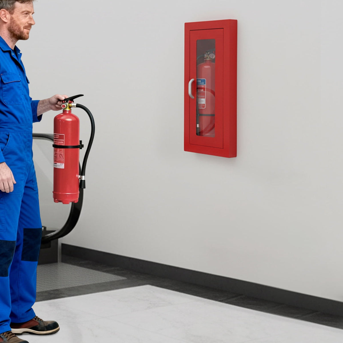 Commercial Fire Extinguisher Cabinet Semi Recessed Extinguisher Wall Cabinet for Home&Commercial Use