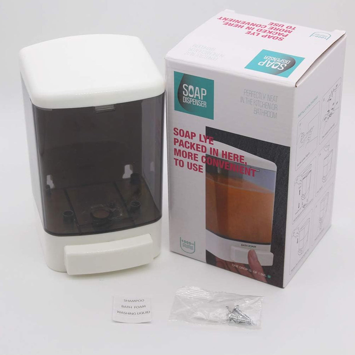 Manual Soap Dispenser Kitchen Bathroom Wall Mounted Commercial Soap Dispenser for Liquid Containers Shampoo Gel Chamber Plastic - (33.8 oz) 1000ml