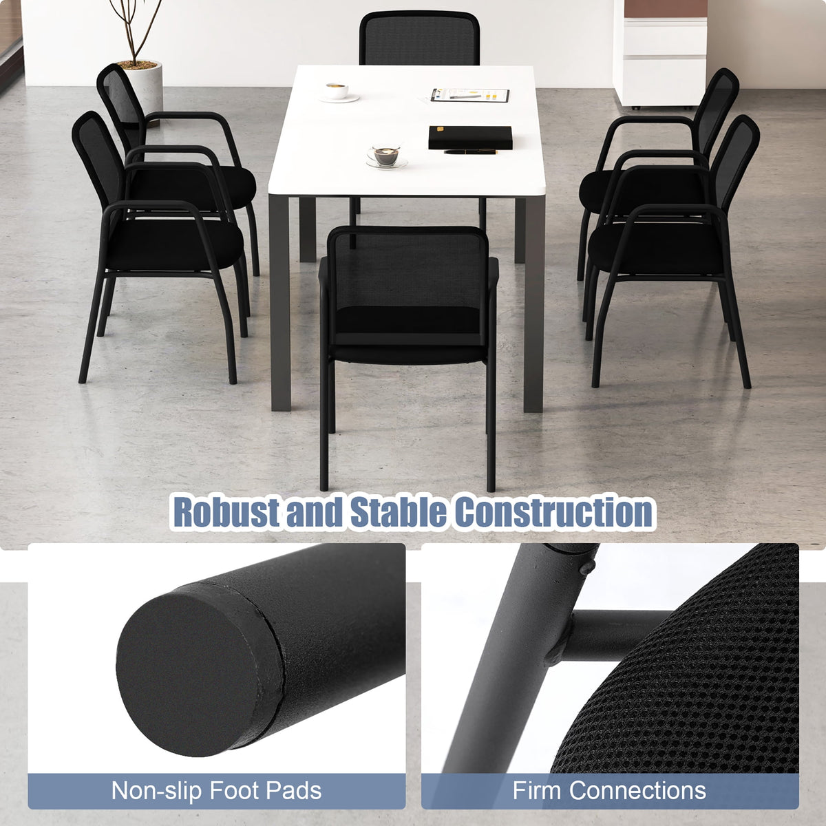 Gymax Meeting Room Chair Set of 12 Waiting Room Chairs w/ Ergonomic Backrest & Armrests
