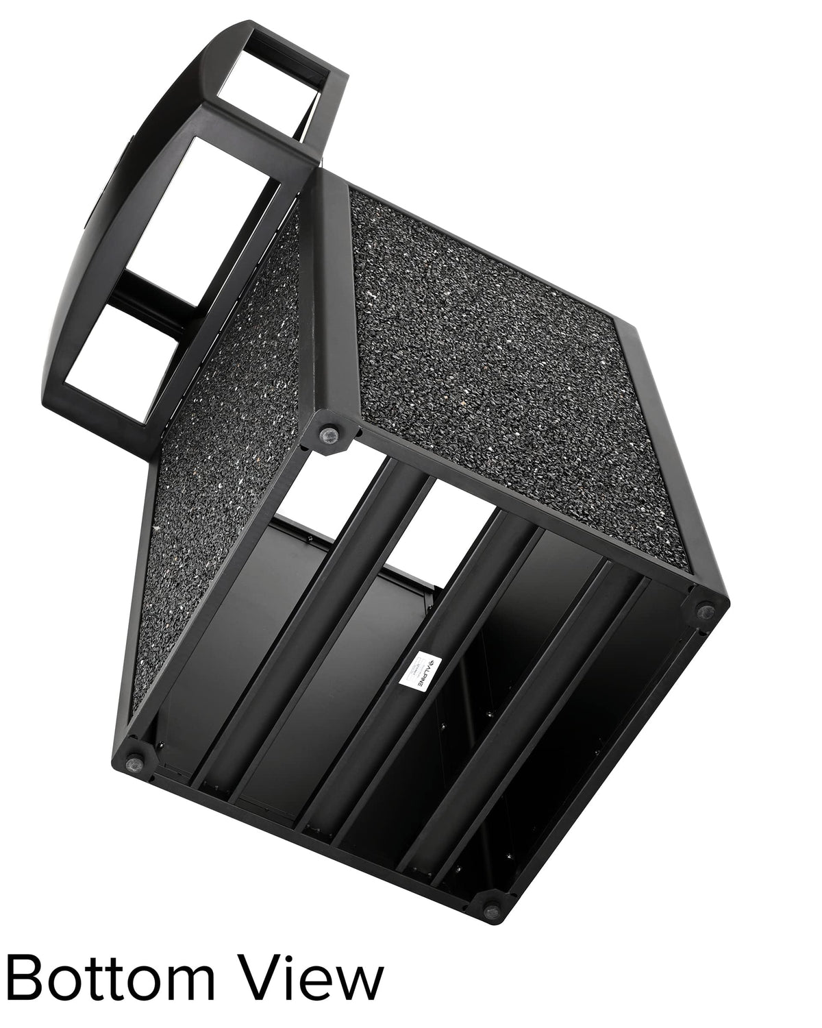 Alpine Outdoor Commercial Trash Can with Lid - 40 Gallon Heavy Duty Metal Garbage Can with Removable Bin, Locking Lid, Perfect for Patio, Pool, Deck, Mall Black, Grey Stone Panels (Tray)