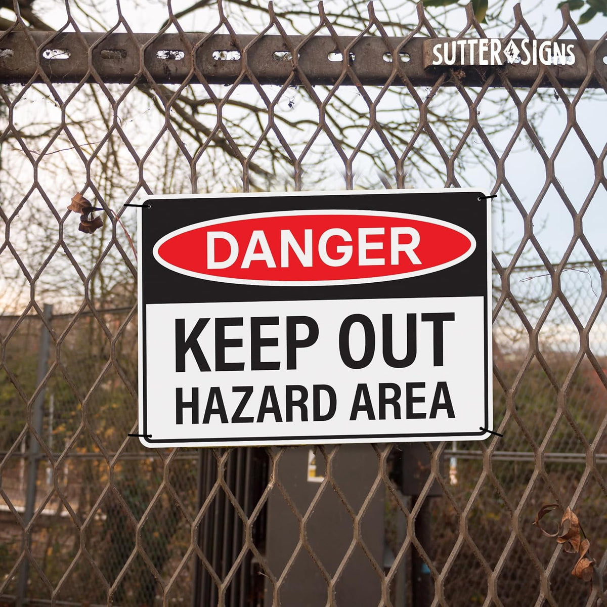 4pcs Danger Keep Out Hazard Area Sign 14x10 inch | Plastic Sign for Construction Site, Hazard Area, No Trespassing, Waterproof Plastic