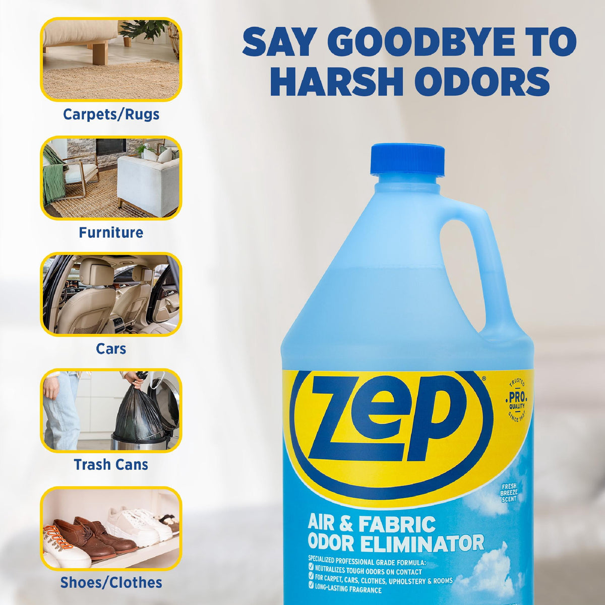 (8 pack) Zep Air and Fabric Odor Eliminator - 128 oz ZUAIR128 - Refresh Your Home, Office and Business