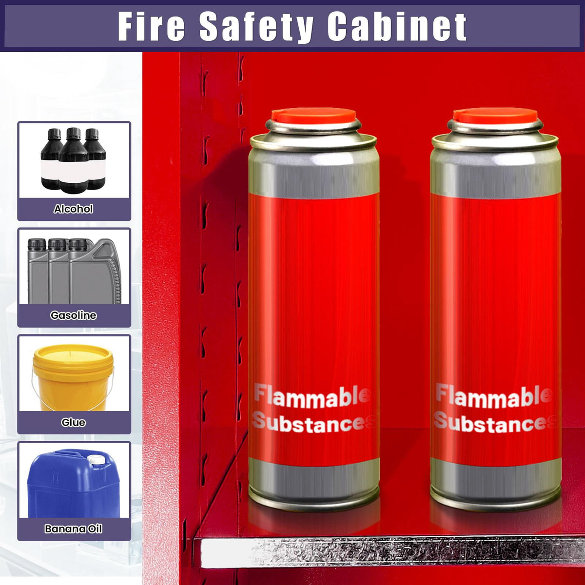4 Gallon Industrial Chemical Safety Cabinet, Fireproof Steel Storage for Flammable Liquids, Red, 23in