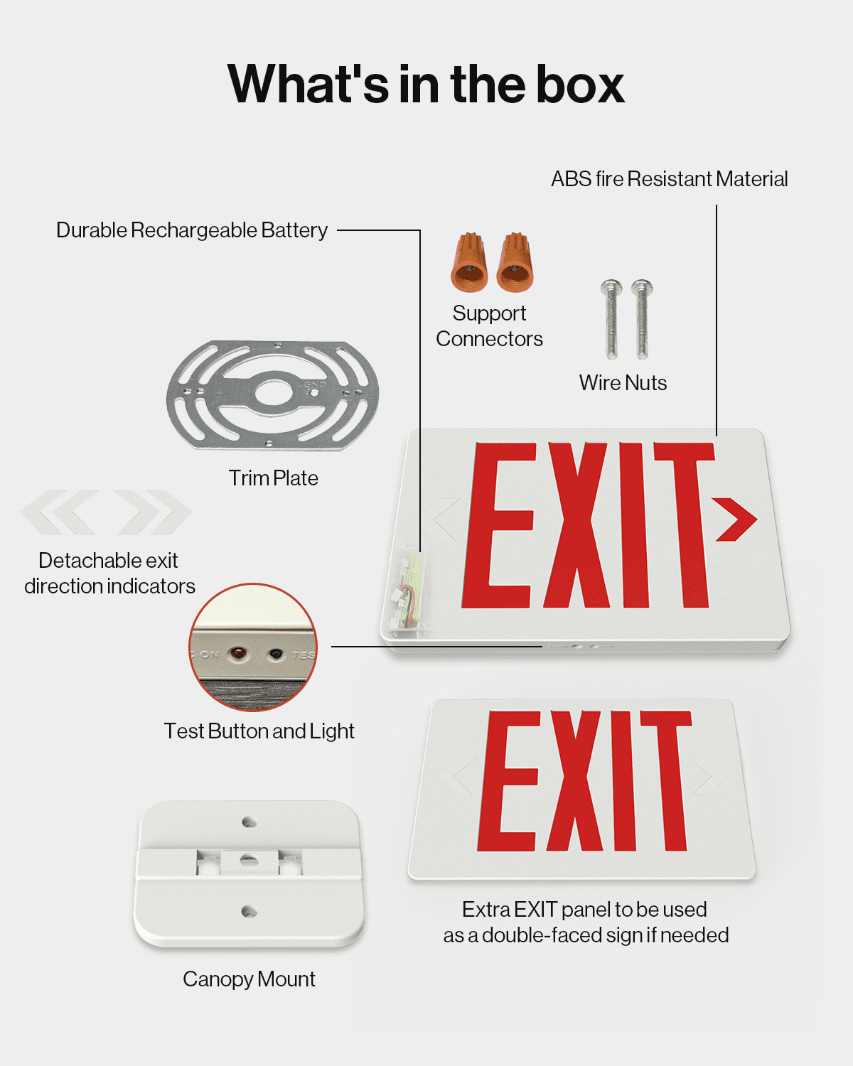 Sunco 12 Pack LED Exit Sign with Emergency Light, Commercial Grade Double Sided Fire Exit Lights, Backup Battery, Illuminated Emergency Exit, 120-277V, Dual Mounting, UL 94V-0 Fire Resistant.