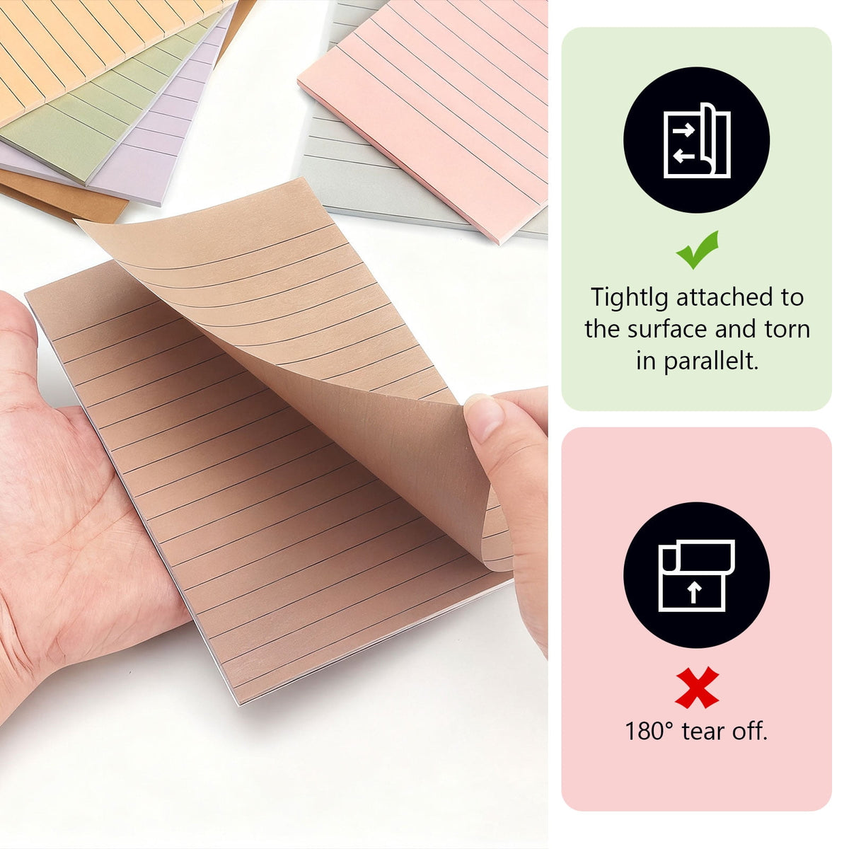 Tripumer 8 Pcs 45 Sheets Lined Self Sticky Notes Pad 4 x 6 Inch Adhesive Lined Paper for Writing Organizing Study