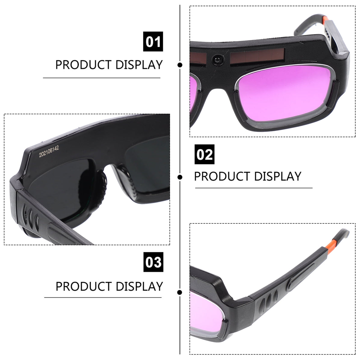 LOLIPPYY 1Pc Solar Rechargeable Welding Glasses with Anti Glare and Uv Protection Black Glasses