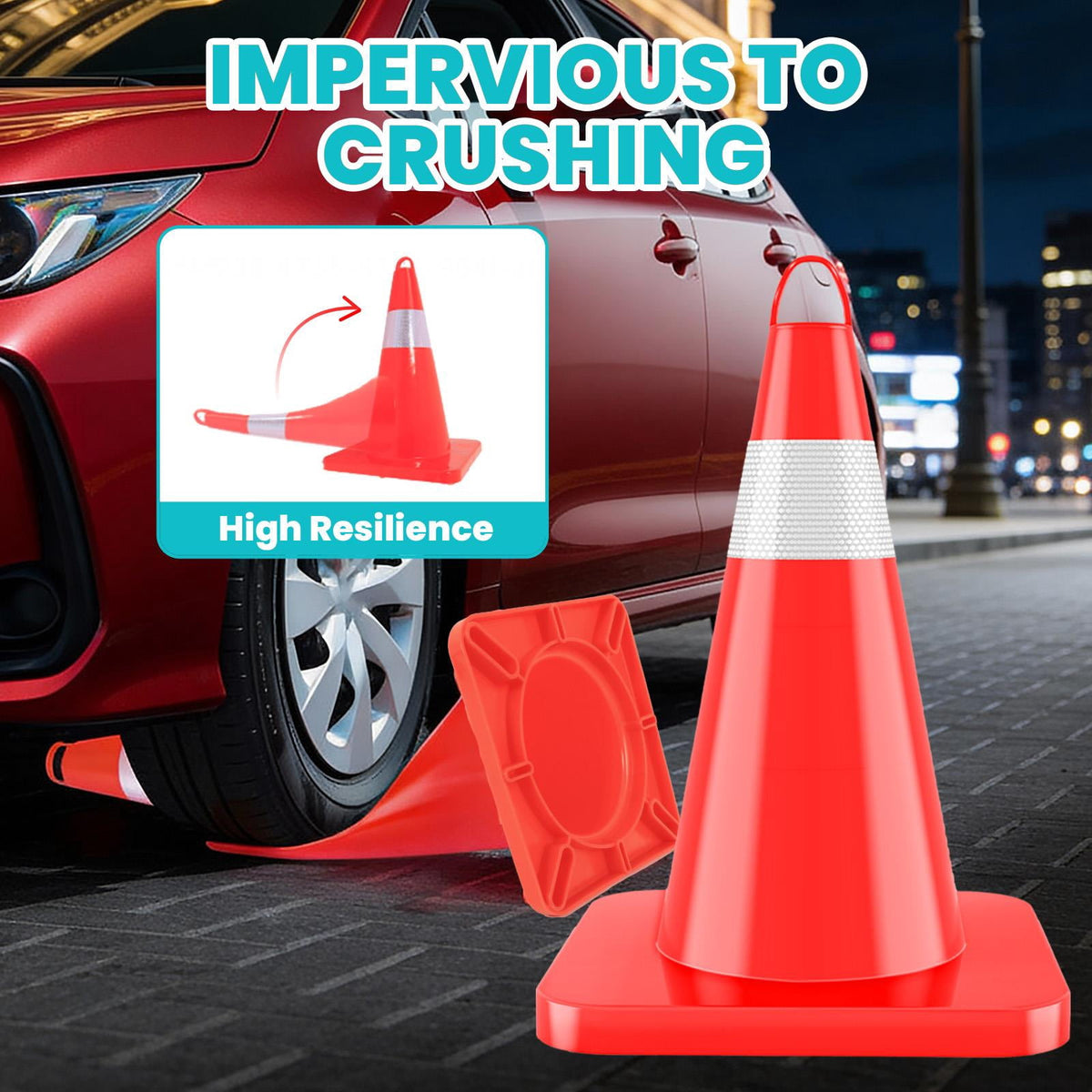 12 Cones Elements Cones PVC Material Safety Cones Traffic Cones, Reflective Collar Can Be Connected To A Chain High Resilience Impervious To Crushing, for Warehouse Parking Marking