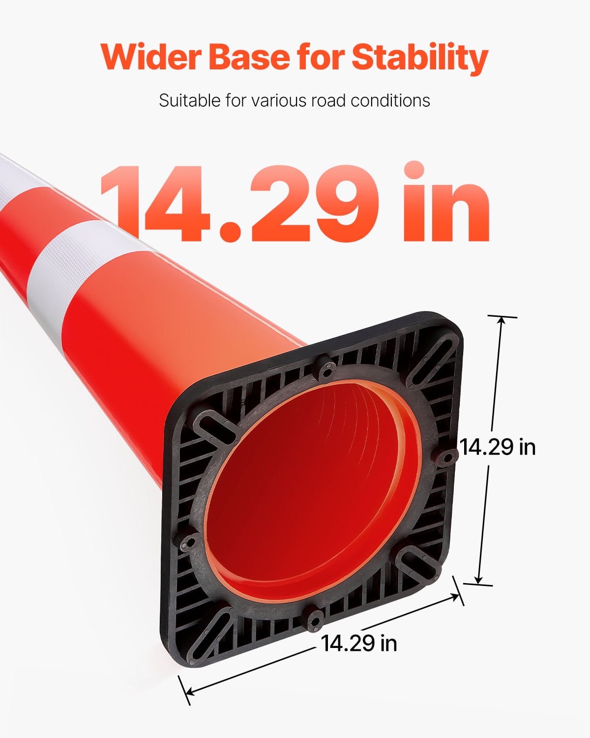 VEVOR 6Pack 36" Traffic Cones, Safety Road Parking Cone with Black Weighted Base, PVC Orange Traffic Safety Cones, Hazard Cones Reflective Collars for Construction Traffic Parking