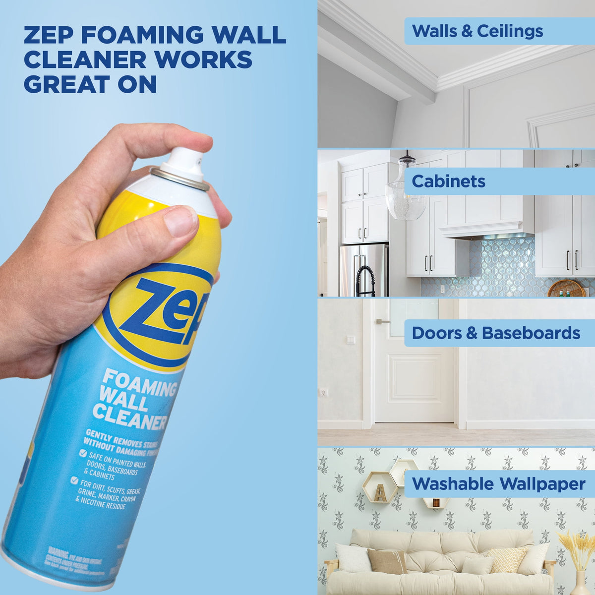 Zep No Scent Wall Cleaner Foam 18 oz