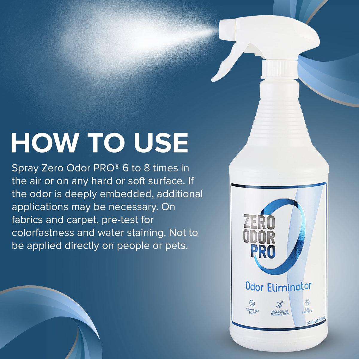 Zero Odor Commercial Odor Eliminator Spray Smell Remover Air & Surface Deodorizer Couch Carpet 32 oz