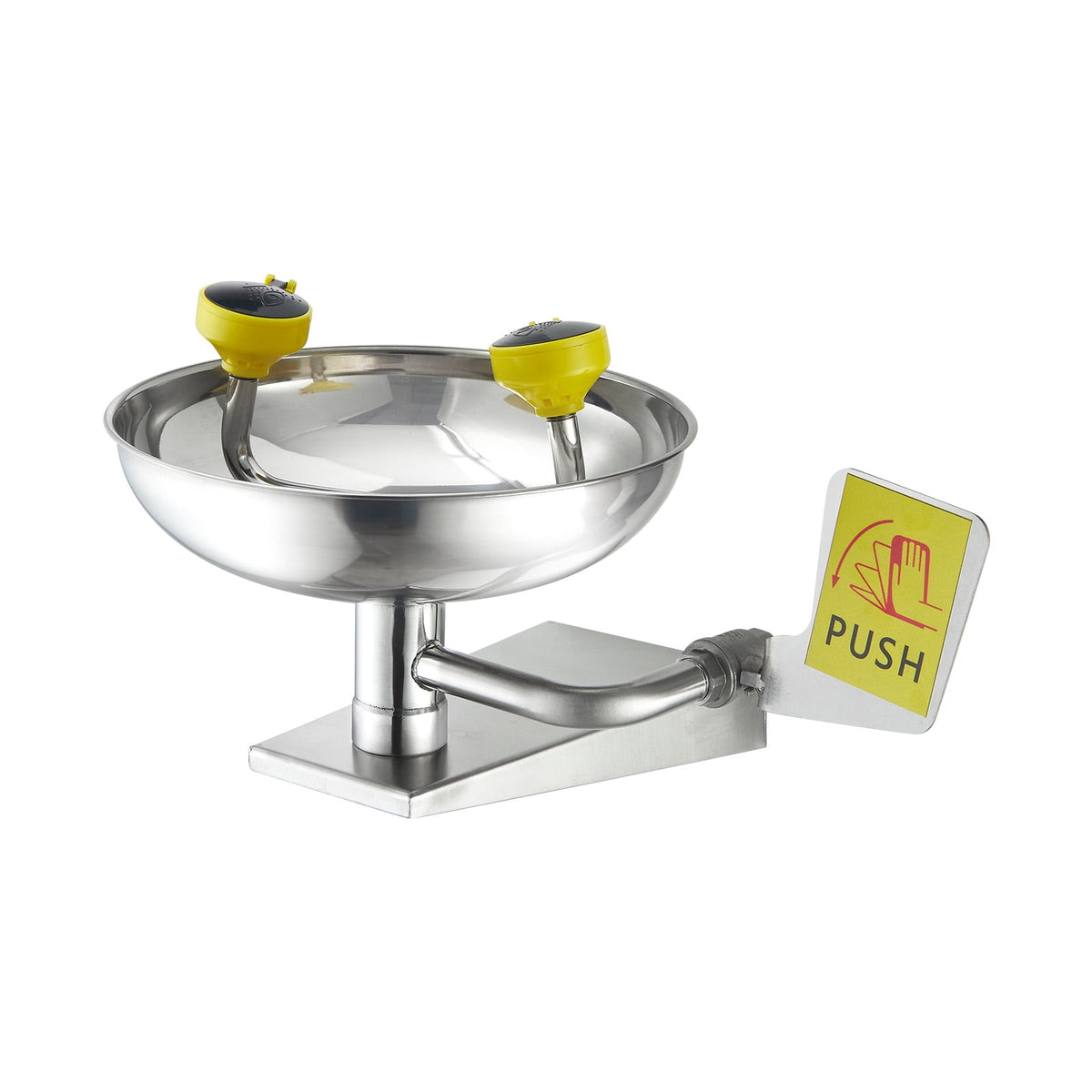 KFFKFF Emergency Eye Wash Station, Stainless Steel Wall-Mounted Eyewash Unit, First Aid Eye Wash Sink 16.14 x 12.99 x 9.45 Inches, Suitable for Laboratories, Factories, Schools, Construction Sites