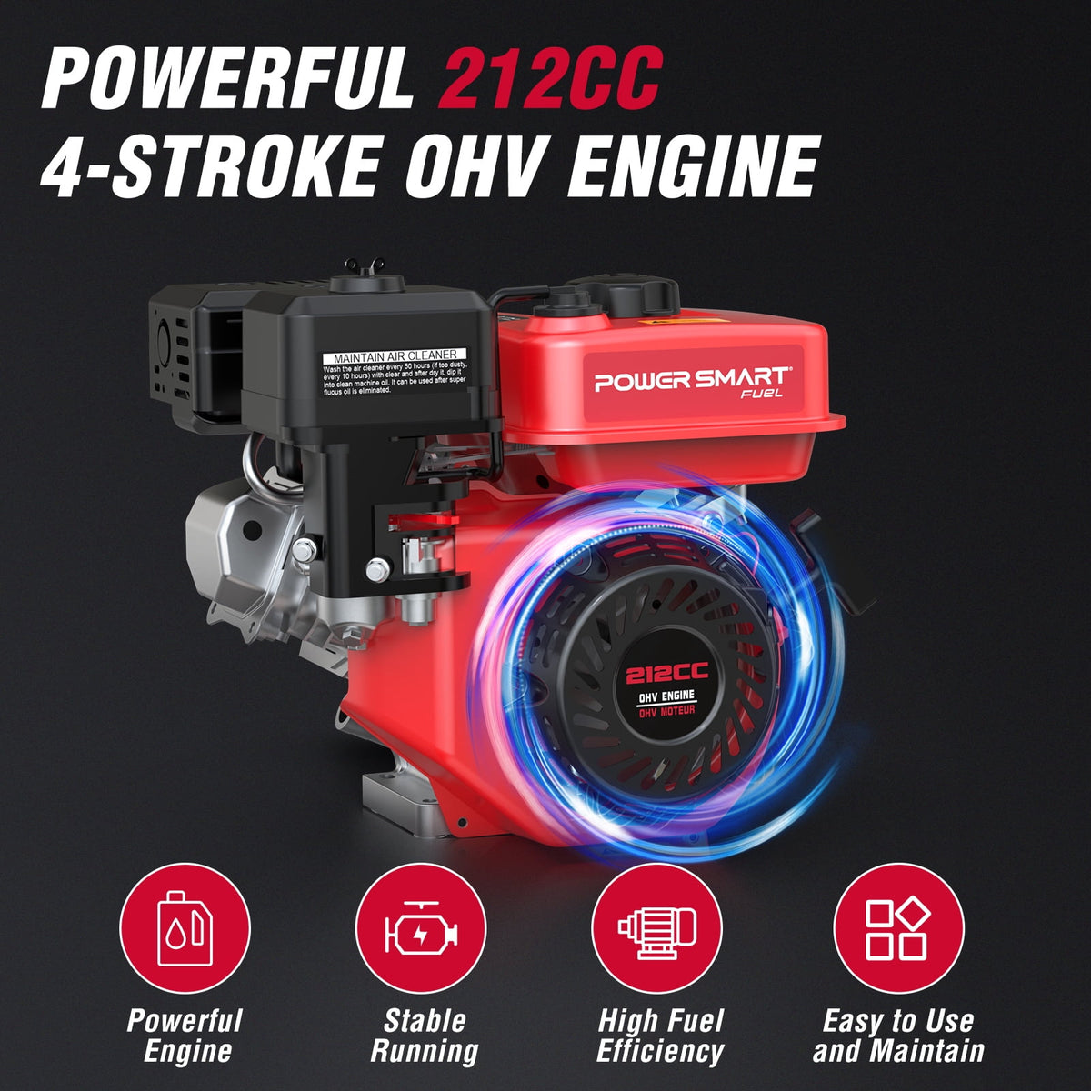 PowerSmart 3800PSI Gas Pressure Washer, 212cc Engine 2.5GPM 5 Quick-Adjustable Nozzles for Gardens