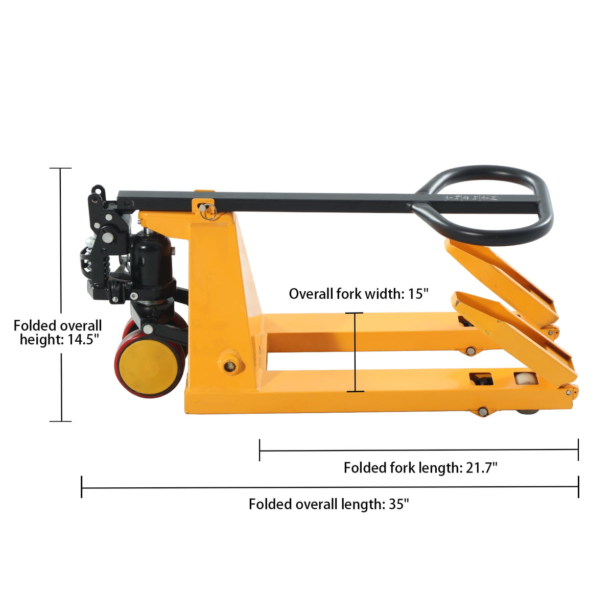 APOLLOLIFT Folding Manual Hydraulic Pallet Jack 2200 lbs. 31.5"Lx15"W Fork 2.4" Lowered
